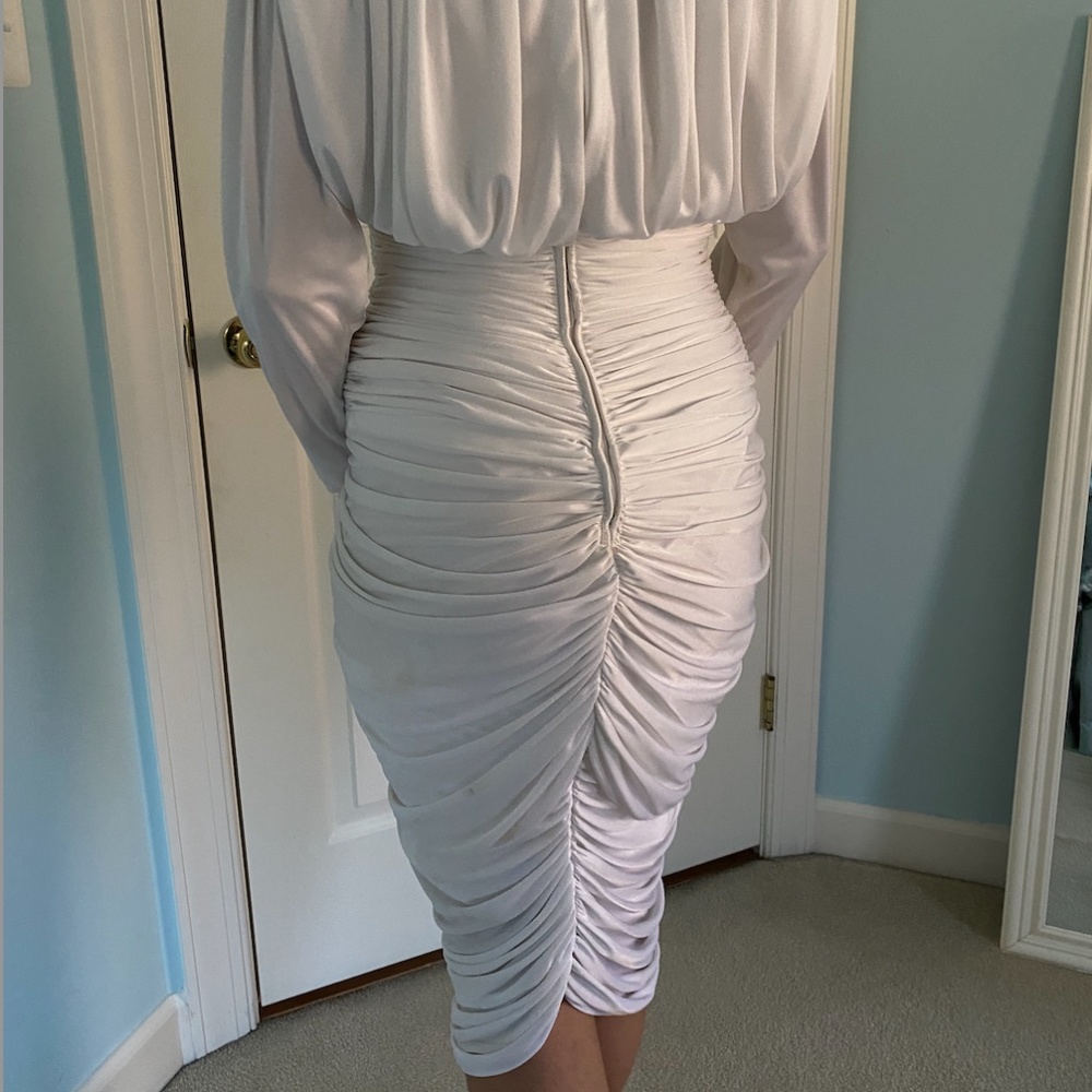 Vintage White Ruffled Bodycon Ruffled Dress - Picture 4 of 10
